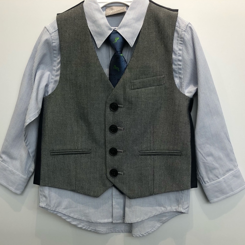 🆕Boys Next Vest Shirt & Tie Set Sz 1 1/2 - 2 yrs